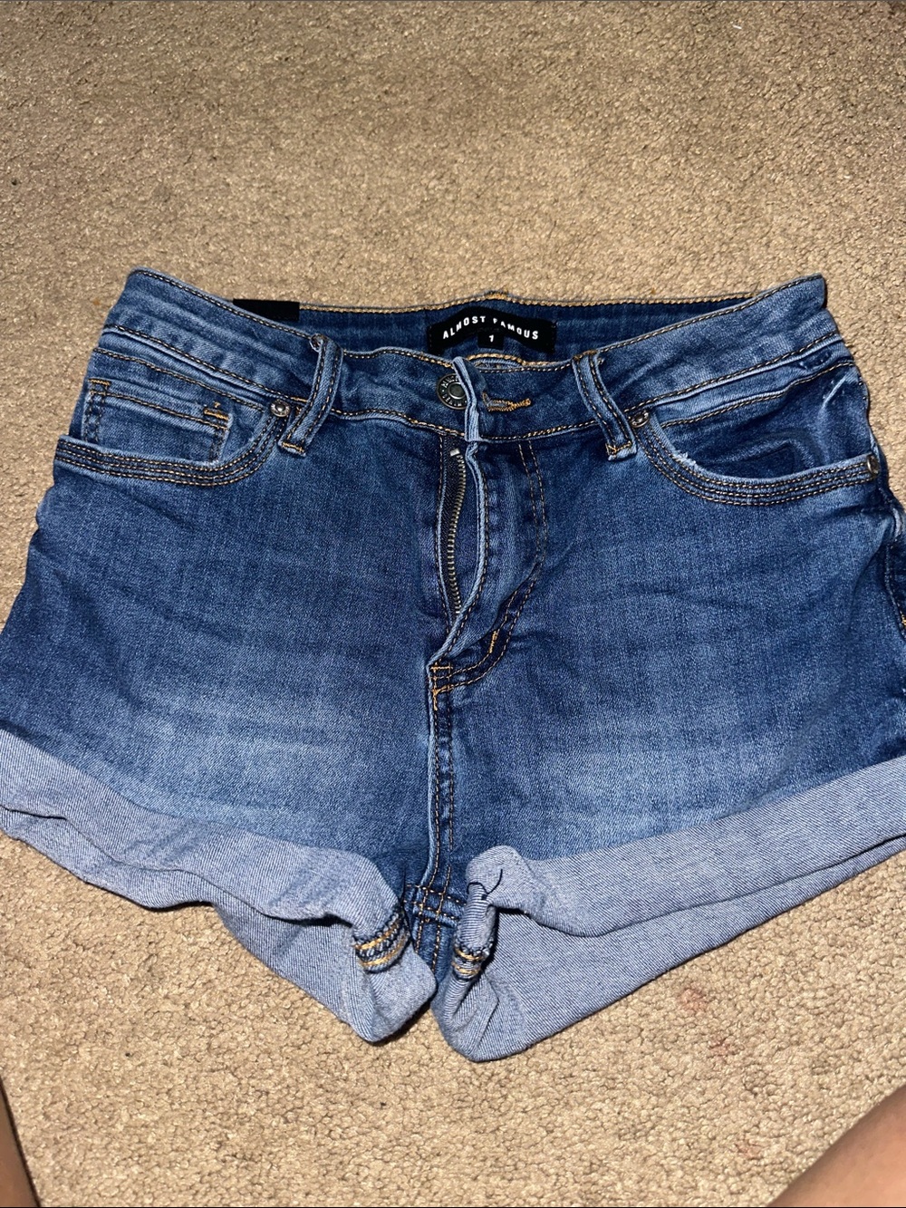 Almost Famous Medium Blue Rolled Cuff Denim Shorts